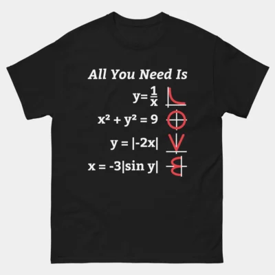 All You Need Is Love Math Function Graph Equation T-Shirt