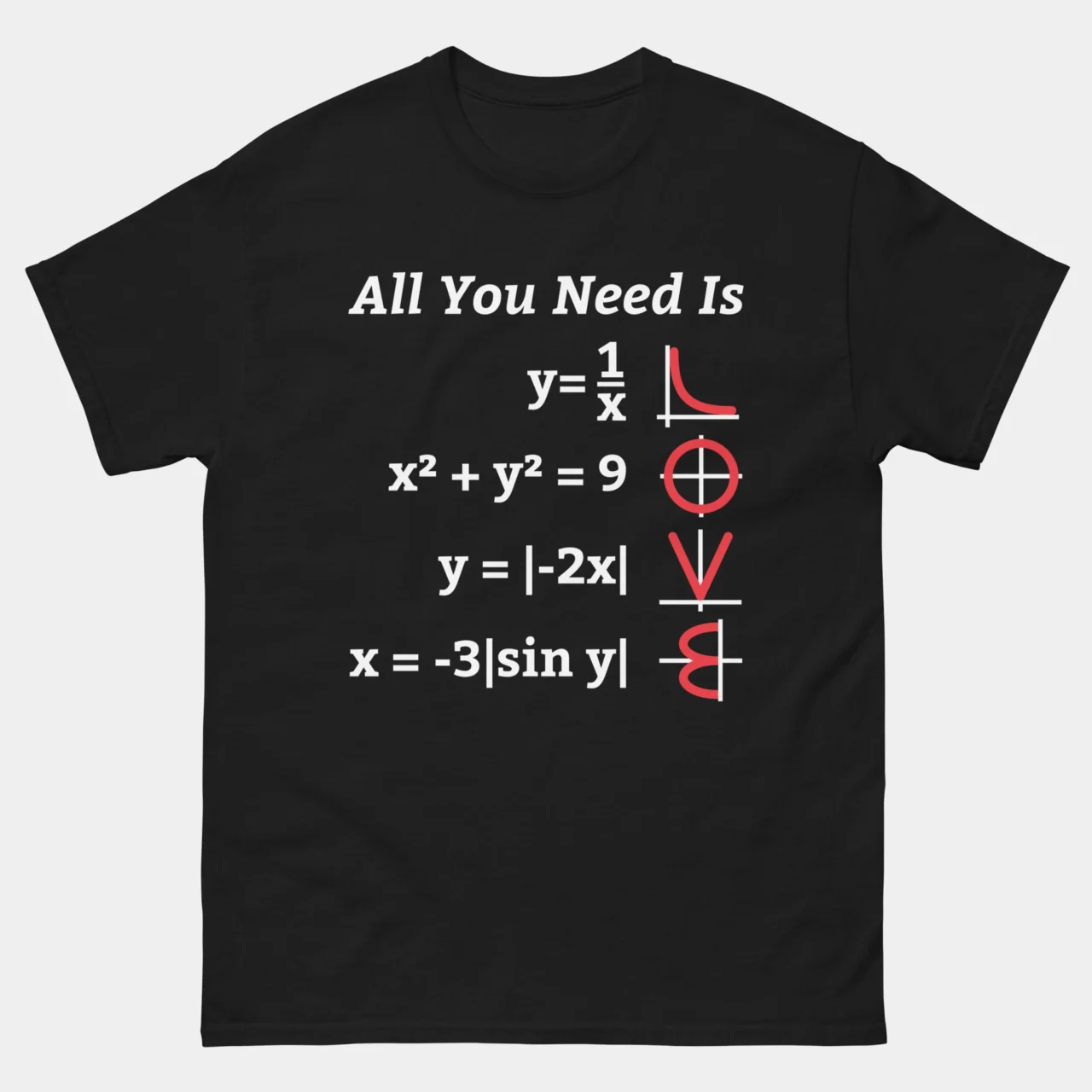 All You Need Is Love Math Function Graph Equation T-Shirt