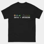 Data Is Greater Than Opinion T-Shirt - Funny Data Science Tee for Data Nerds