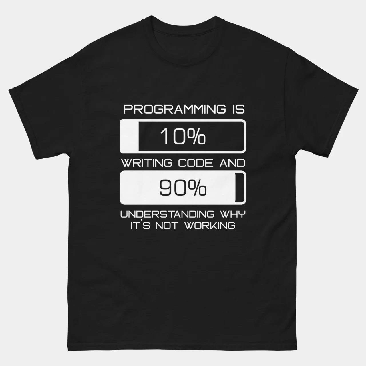 Programming is 10 Percent Writing Code and 90 Percent Understanding Why It’s Not Working T-Shirt - Funny Debugging Coder Tee - Software Developer Gift - IT Geek Shirt