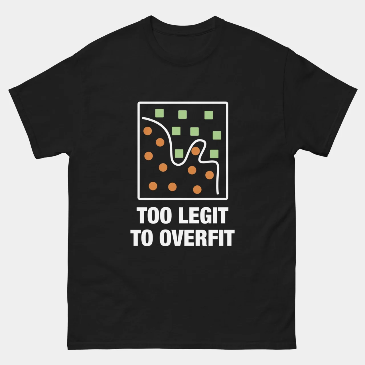 Too Legit to Overfit T-Shirt - Funny Data Science Shirt - Machine Learning & Predictive Analytics Humor - AI Developer & Data Scientist Gift