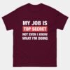 My Job Is Top Secret T-Shirt - Even I Don’t Know What I’m Doing - Funny Programmer Coding Humor - Software Developer Gift - IT Geek Shirt