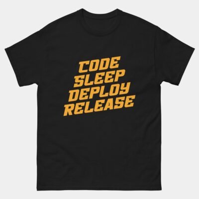 Code Sleep Deploy Release T-Shirt - Funny Developer Life Shirt - Software Engineer Gift - DevOps Workflow Tee