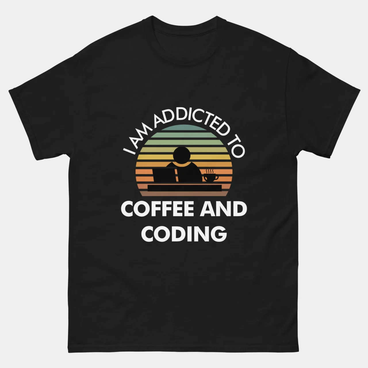 Addicted to Coffee and Coding T-Shirt - Funny Programmer Shirt - Coffee Coder Gift Tee - Developer Humor Apparel