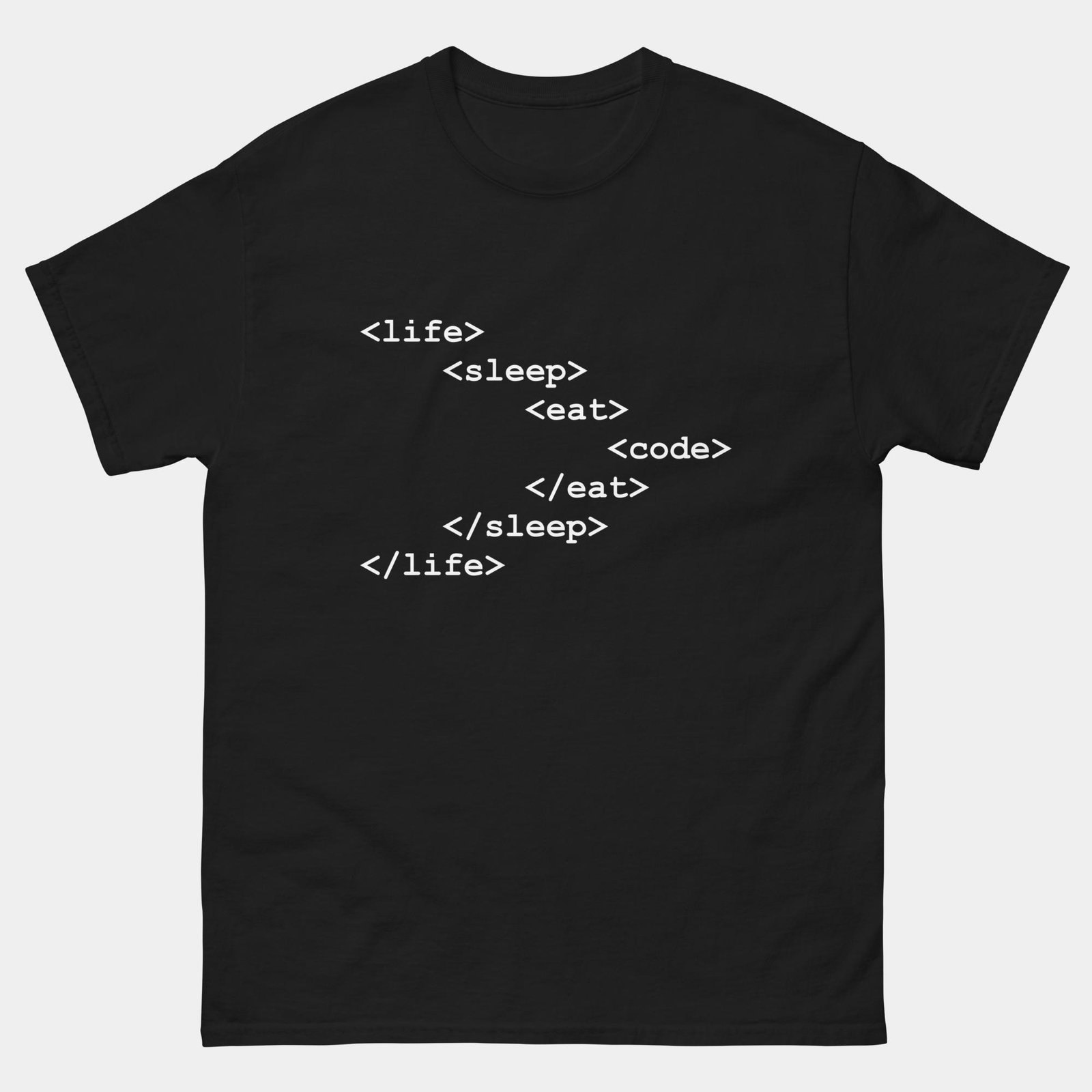 Life Sleep Eat Code Repeat T-Shirt - Funny Programmer Routine Shirt - Life of a Developer Tee - Coding Lifestyle Gift