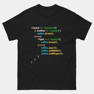 If Work Not Finished Coffee Not Empty T-Shirt - Funny Programmer Coffee Shirt - Caffeine Code Loop Tee - Software Developer Humor