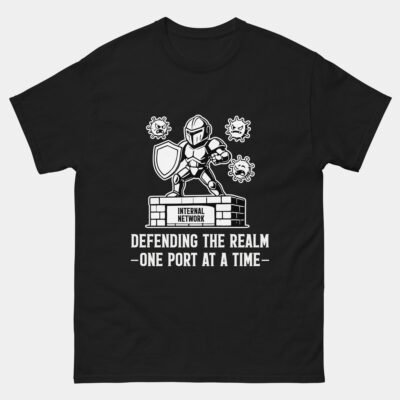 Defending The Realm One Port At A Time T-Shirt - Cybersecurity Professional Shirt - Hacker Certified Tech Security Tee - InfoSec Network Admin Gift
