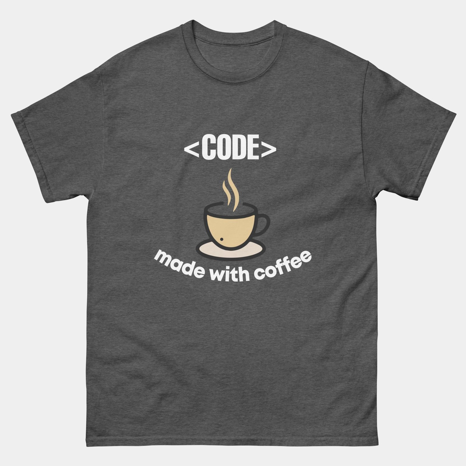 Code Made With Coffee T-Shirt - Coffee and Coding Shirt - Funny Programmer Tee - Java Powered Developer Gift
