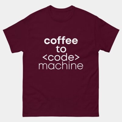 Coffee to Code Machine T-Shirt - Funny Programmer Shirt - Developer Coffee Humor Tee - Caffeine Powered Coder Gift