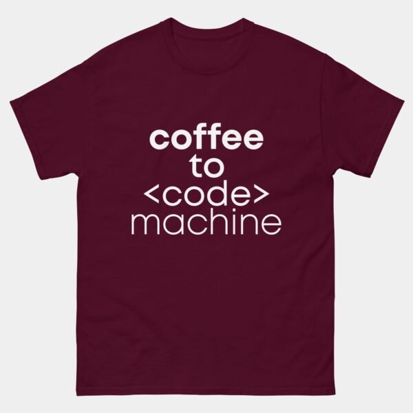 Coffee to Code Machine T-Shirt - Funny Programmer Shirt - Developer Coffee Humor Tee - Caffeine Powered Coder Gift