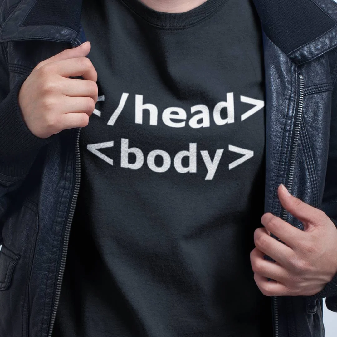 Head Body HTML Tags T-Shirt – Funny Web Developer Shirt – HTML Programmer Tee – Frontend Coding Geek Humor