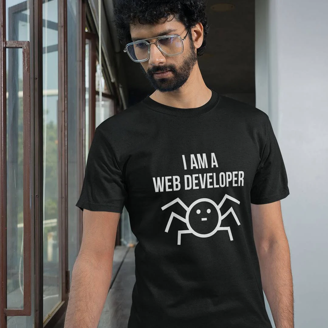 I Am a Web Developer T-Shirt – Funny Spider Programmer Shirt – Coding Humor – Software Engineer Gift – IT Geek Web Dev Tee