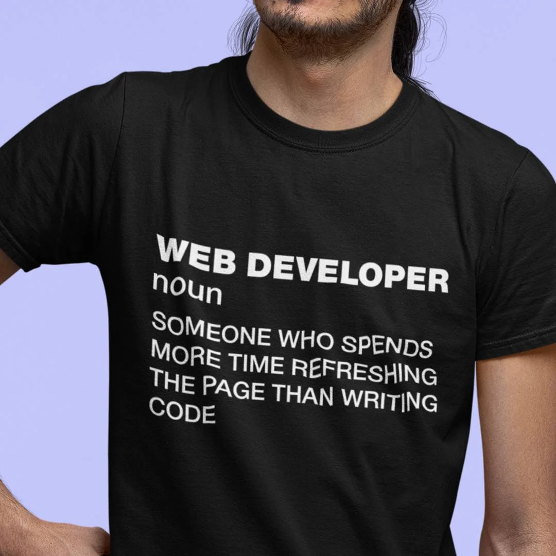 Web Developer Definition T-Shirt – Funny Frontend Coder Shirt – Refreshing Page Dev Humor Tee – HTML CSS JavaScript Gift