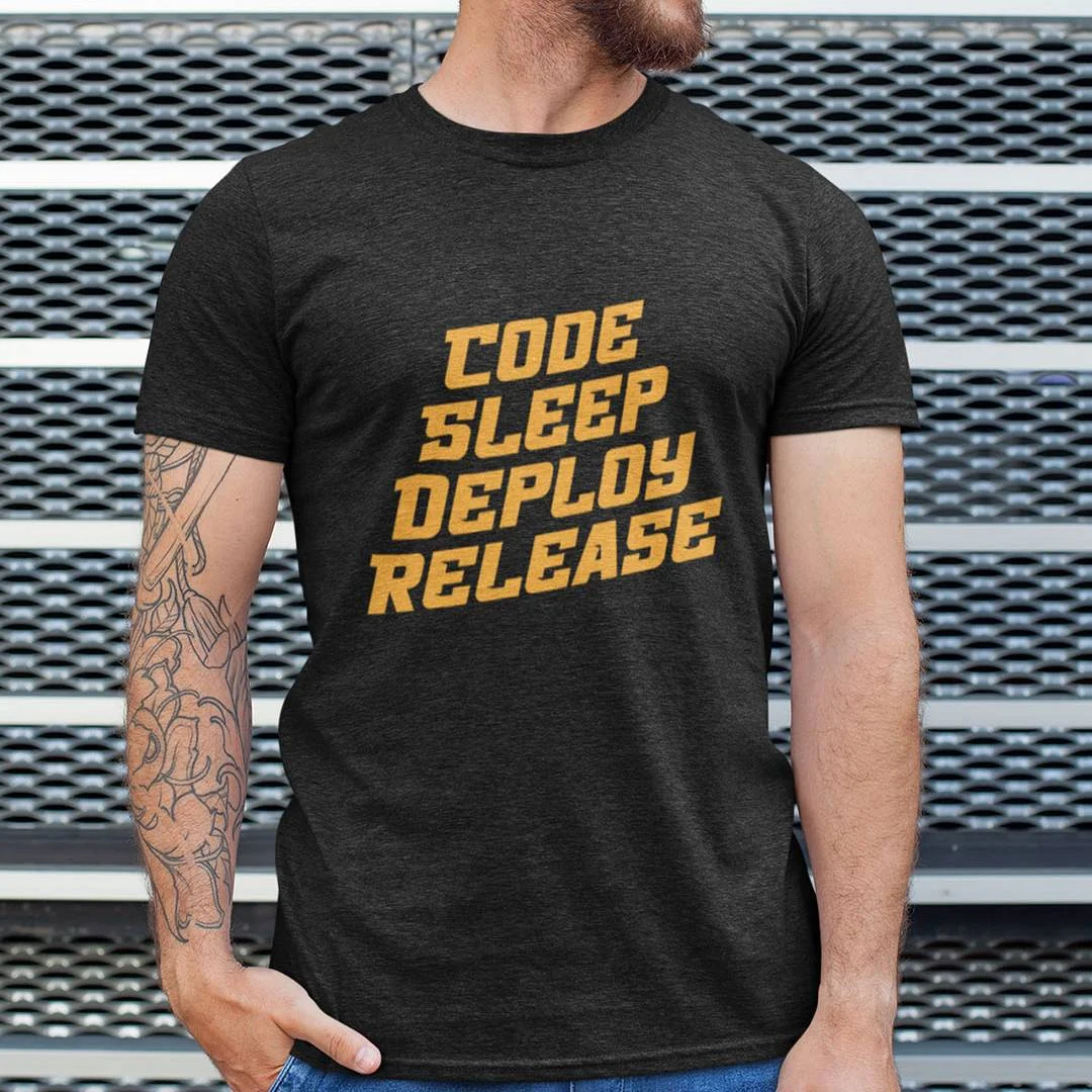 Code Sleep Deploy Release T-Shirt – Funny Developer Life Shirt – Software Engineer Gift