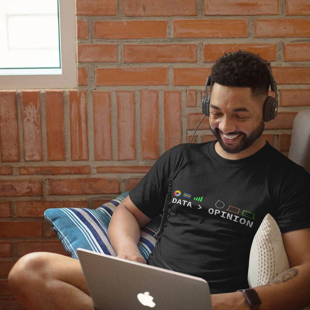 Data Is Greater Than Opinion T-Shirt – Funny Data Science Tee for Data Nerds