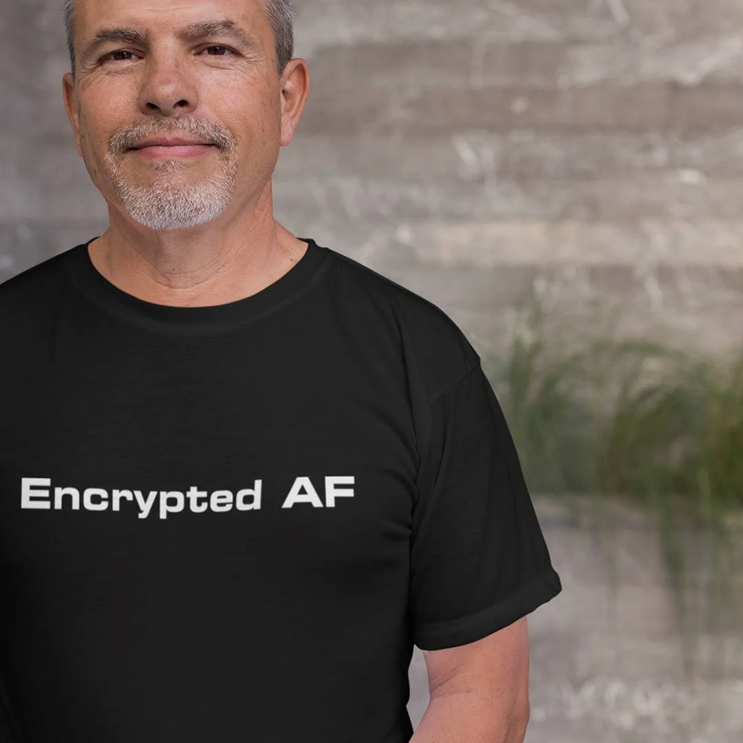 Encrypted AF T-Shirt – Funny Cybersecurity Shirt – Encryption Hacker Tee – Internet Security Cryptography Gift