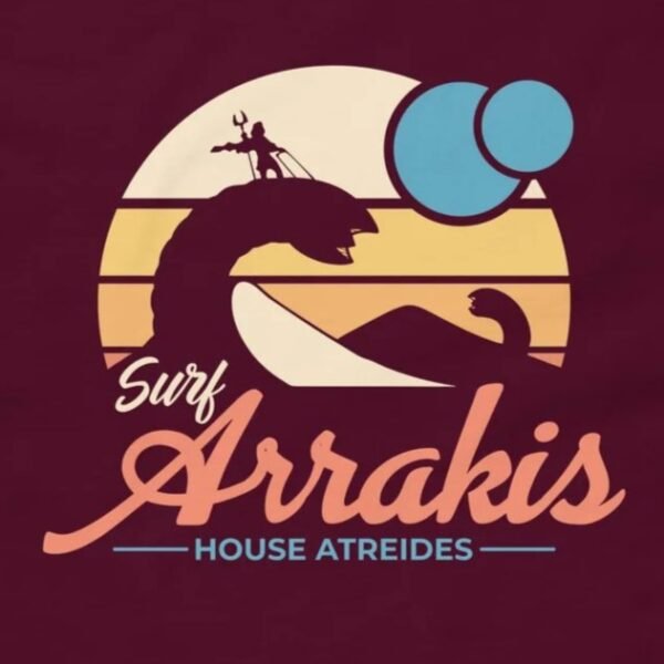 Surf Arrakis House Atreides T-Shirt – Sandworm Surfer Movie Inspired Tee Design