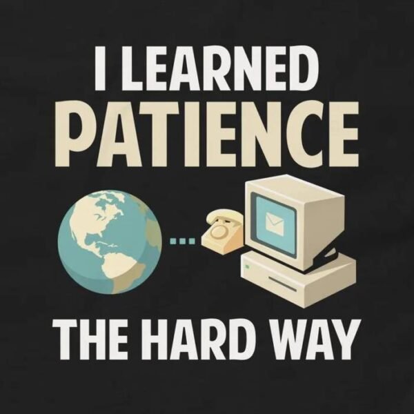 I Learned Patience The Hard Way T-Shirt - Funny Dial-Up Internet Shirt Design