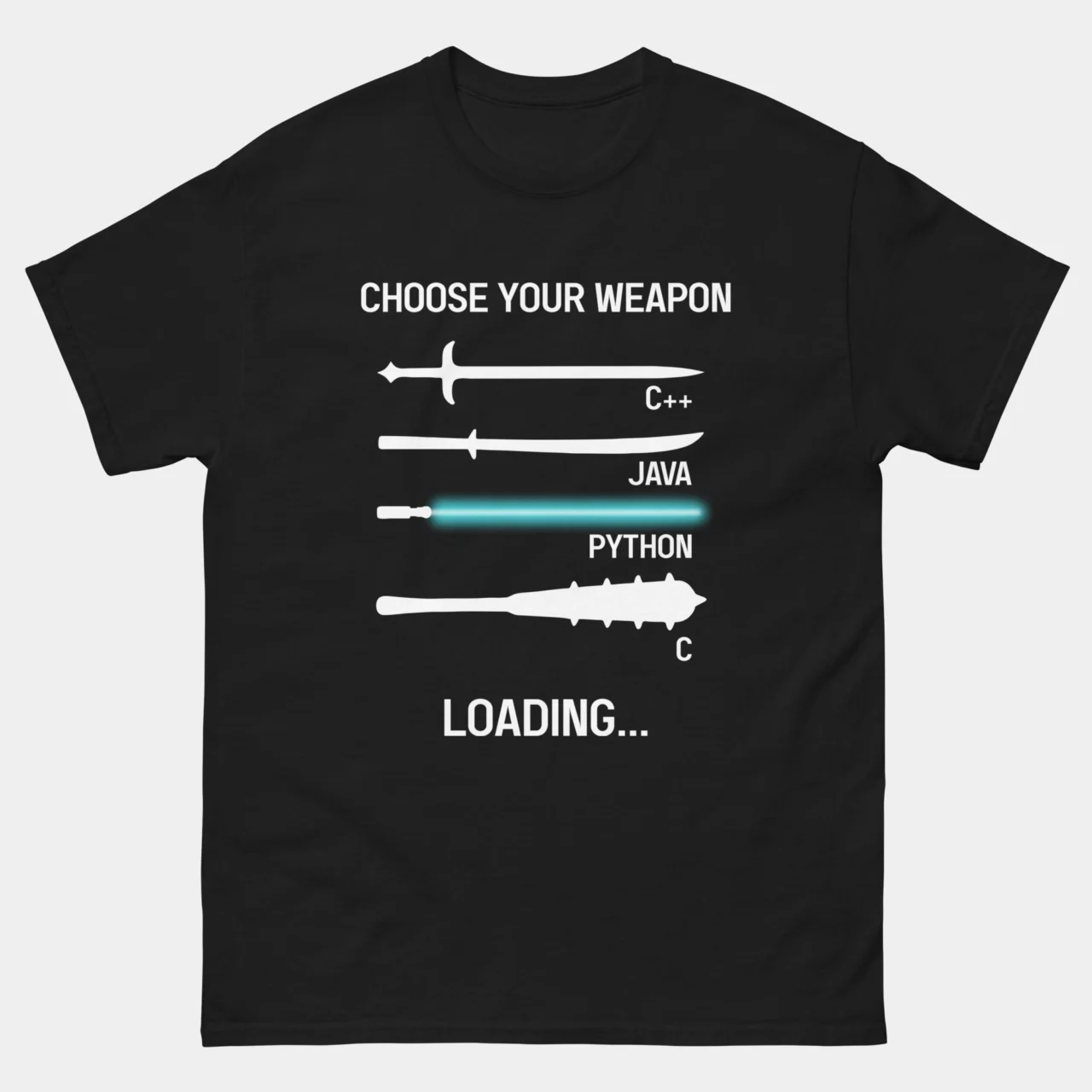 Choose Your Weapon T-Shirt - C++ Java Python C Programming Shirt