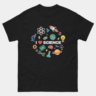 I Heart Science T-Shirt - Science Icons and Symbols Shirt