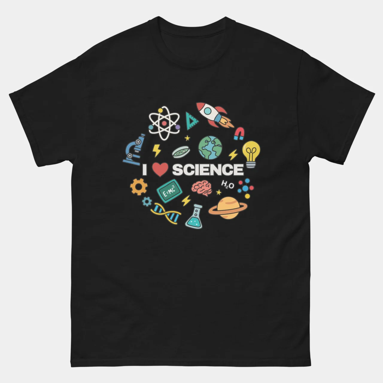 I Heart Science T-Shirt - Science Icons and Symbols Shirt