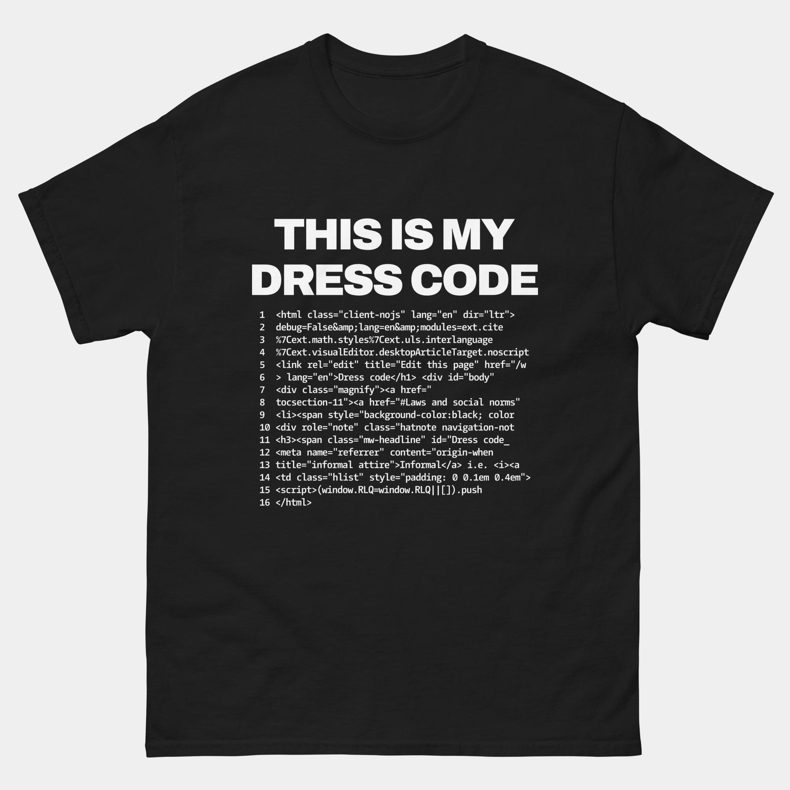 This Is My Dress Code Funny Coding T-Shirt