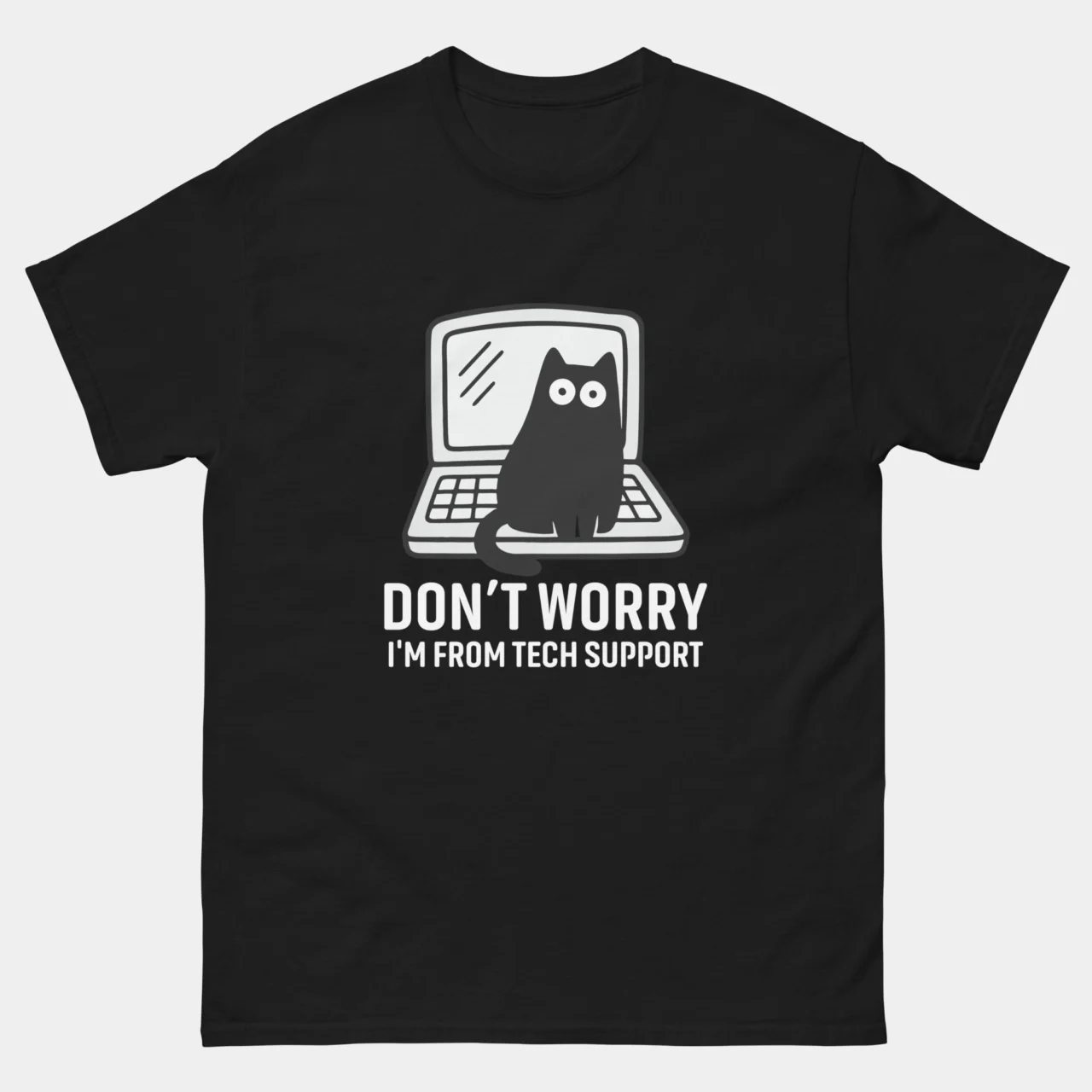 Funny IT Cat T-Shirt - Don’t Worry I’m From Tech Support Shirt