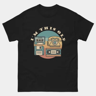 Im This Old Funny Vintage Tech T-Shirt - Cassette, VHS, Floppy Disk and Fixed Phone Retro 80s Tee