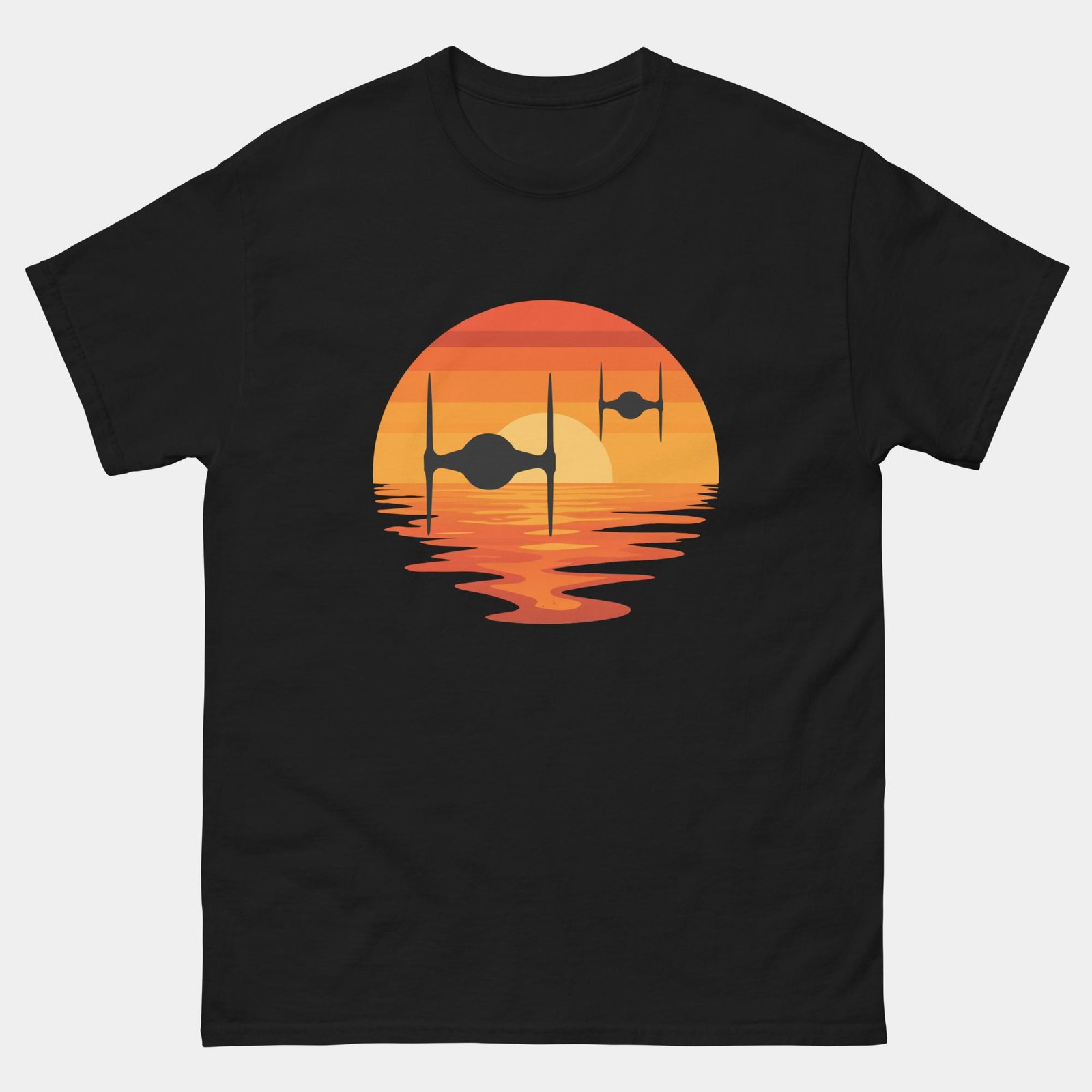 Tie Fighter Sunset Retro T-Shirt - Vintage Starfighter Sci-Fi Wars Inspired Tee
