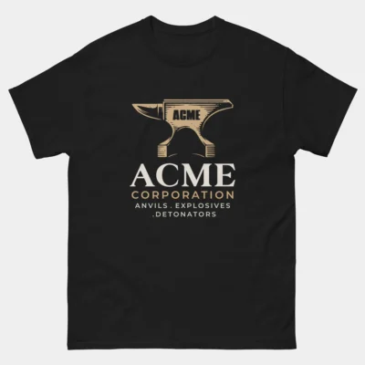 Acme Corporation T-Shirt - Anvils Explosives Detonators Cartoon Classic Geek Tee