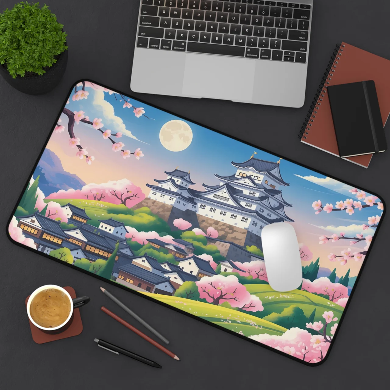 Serene Japanese Landscape Desk Mat - Aesthetic Gamer Mouse Pad - Minimalist Home Office Decor - Nature Lover Gift