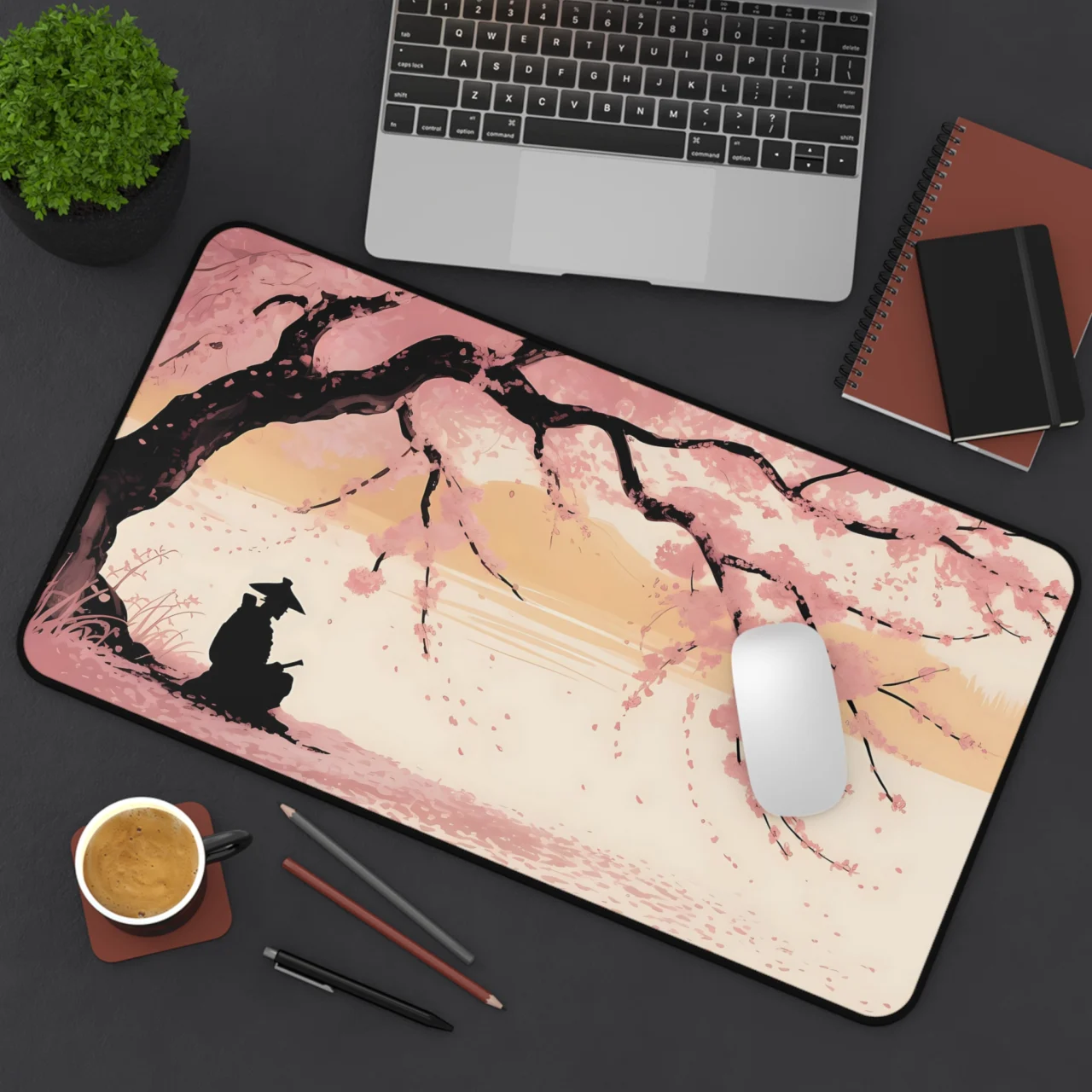 Serene Cherry Blossom Desk Mat - Japanese Aesthetic Office Decor - Anime Sakura Gaming Mouse Pad