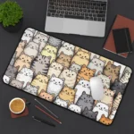 Packed Cats Desk Mat - Whimsical Cute Cat Mouse Pad - Funny Cat Lover Gift - Large Gaming Desk Mat - Home Office Pet Themed Accessories
