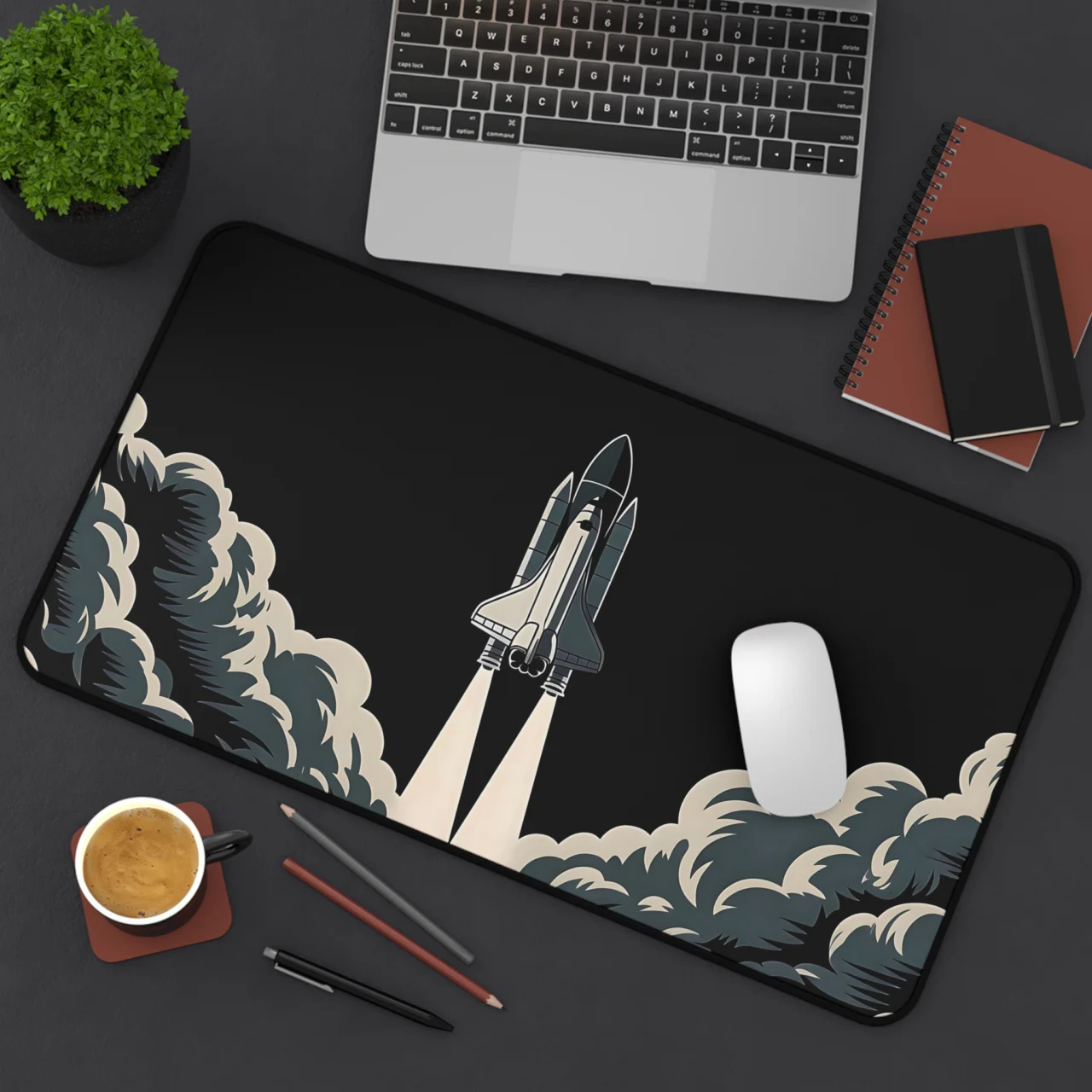 Space Shuttle Desk Mat - Rocket Launch Office Decor - Large Gaming Mouse Pad