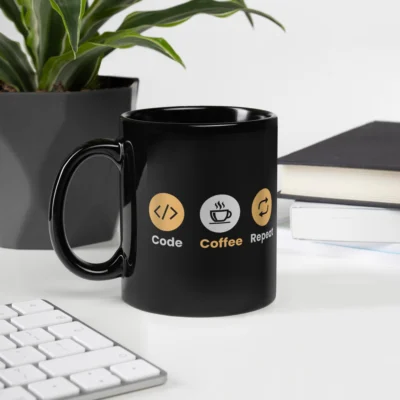 Code Coffee Repeat Mug - Funny Programmer Gift - Developer Work Drinkware - Techie Humor Coffee Cup - Coding Routine Mug