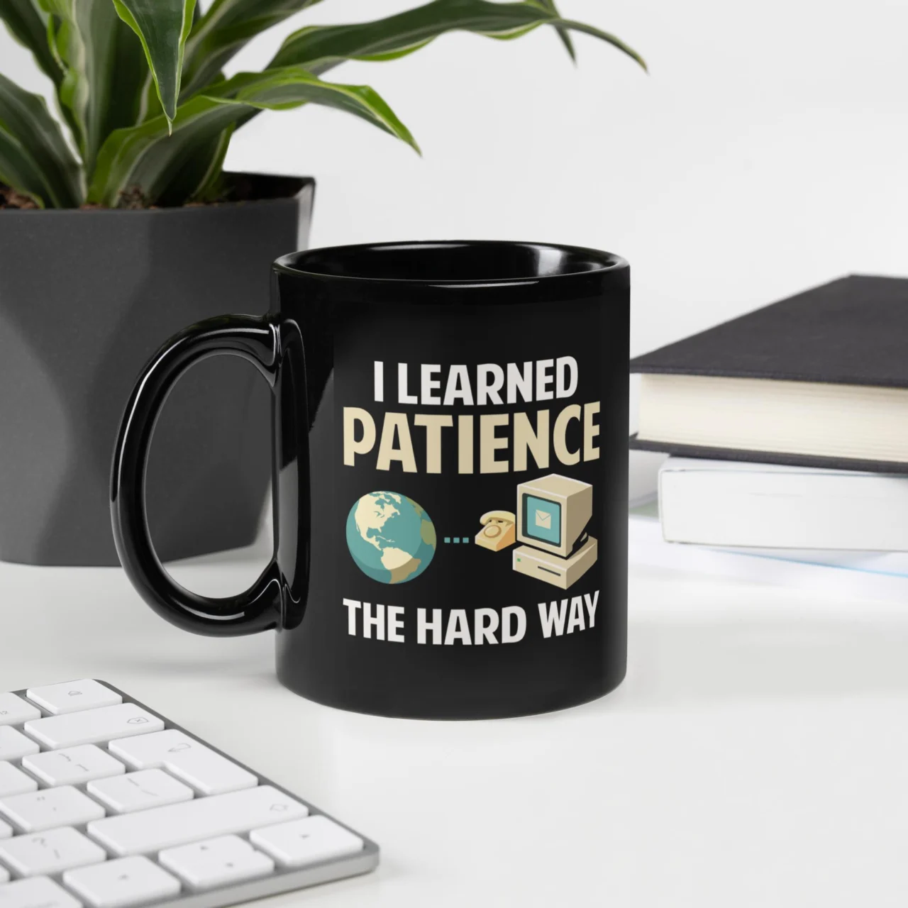 Dial-Up Internet Mug - I Learned Patience The Hard Way Mug - Retro Computing Gift - Vintage Computer Programmer Geek Mug