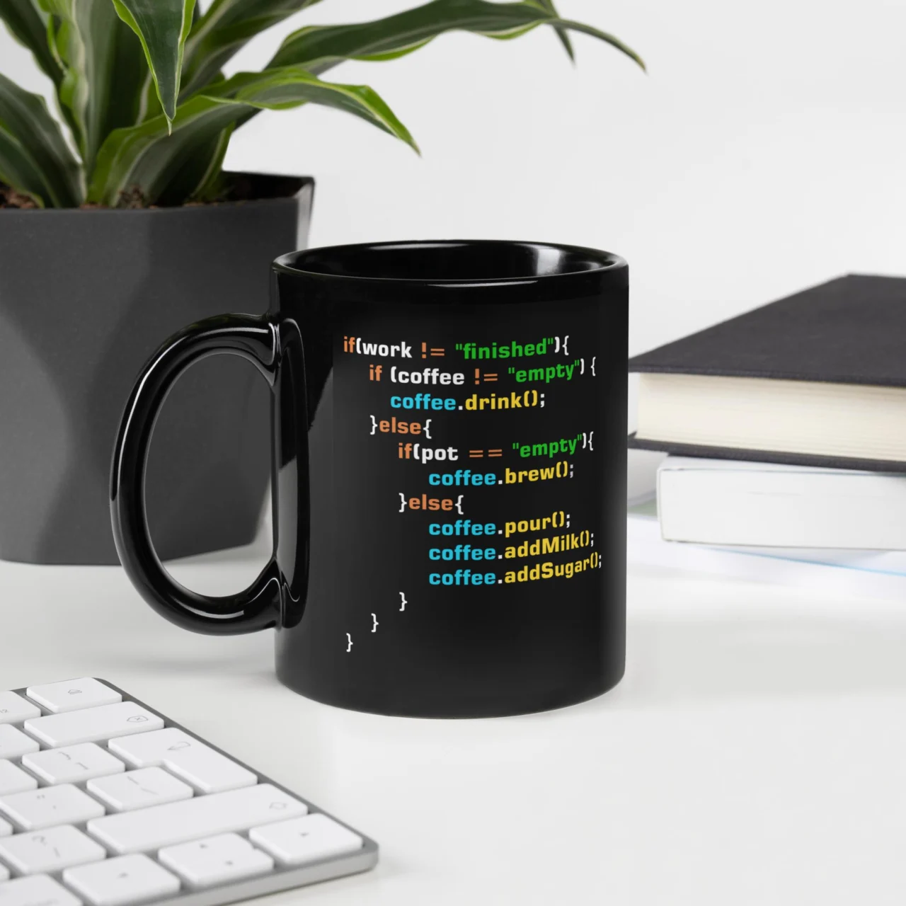 Coffee Code Logic Mug - Funny Programmer Coffee Cup - "If Work Not Finished" Coding Humor - Software Developer Debugging Drinkware