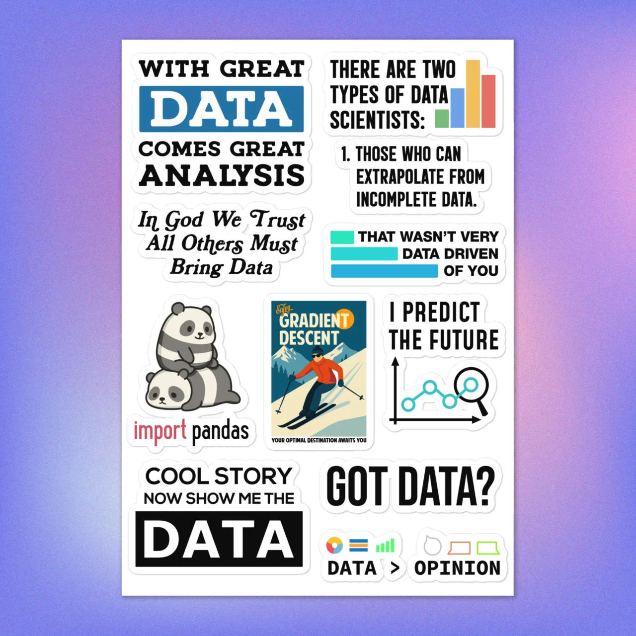 Data Analysis Sticker Pack - Funny Data Science & Statistics Sayings Sheet