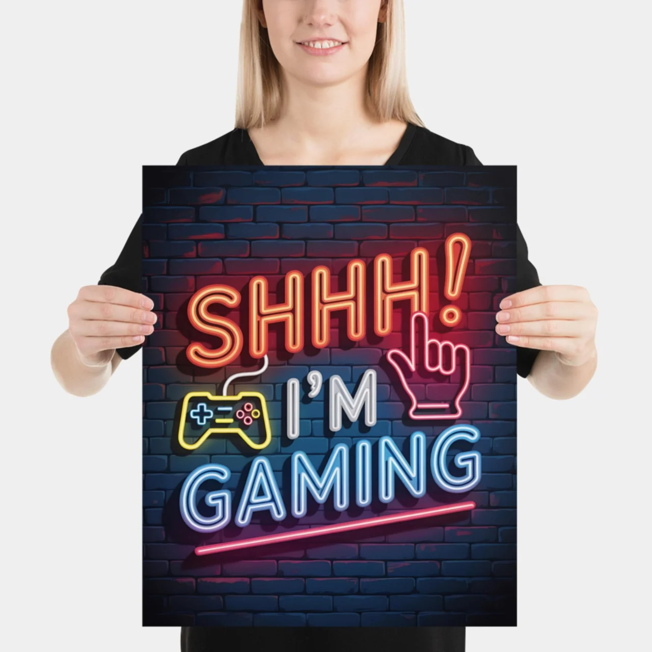Shhh I'm Gaming Funny Gamer Poster - Game Room Wall Art Sign - Shhh I'm Gaming Decor Gift - Funny Gaming Room Poster