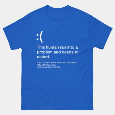 Blue Screen of Death Coffee T-Shirt - Funny Programmer Coder Humor Tee