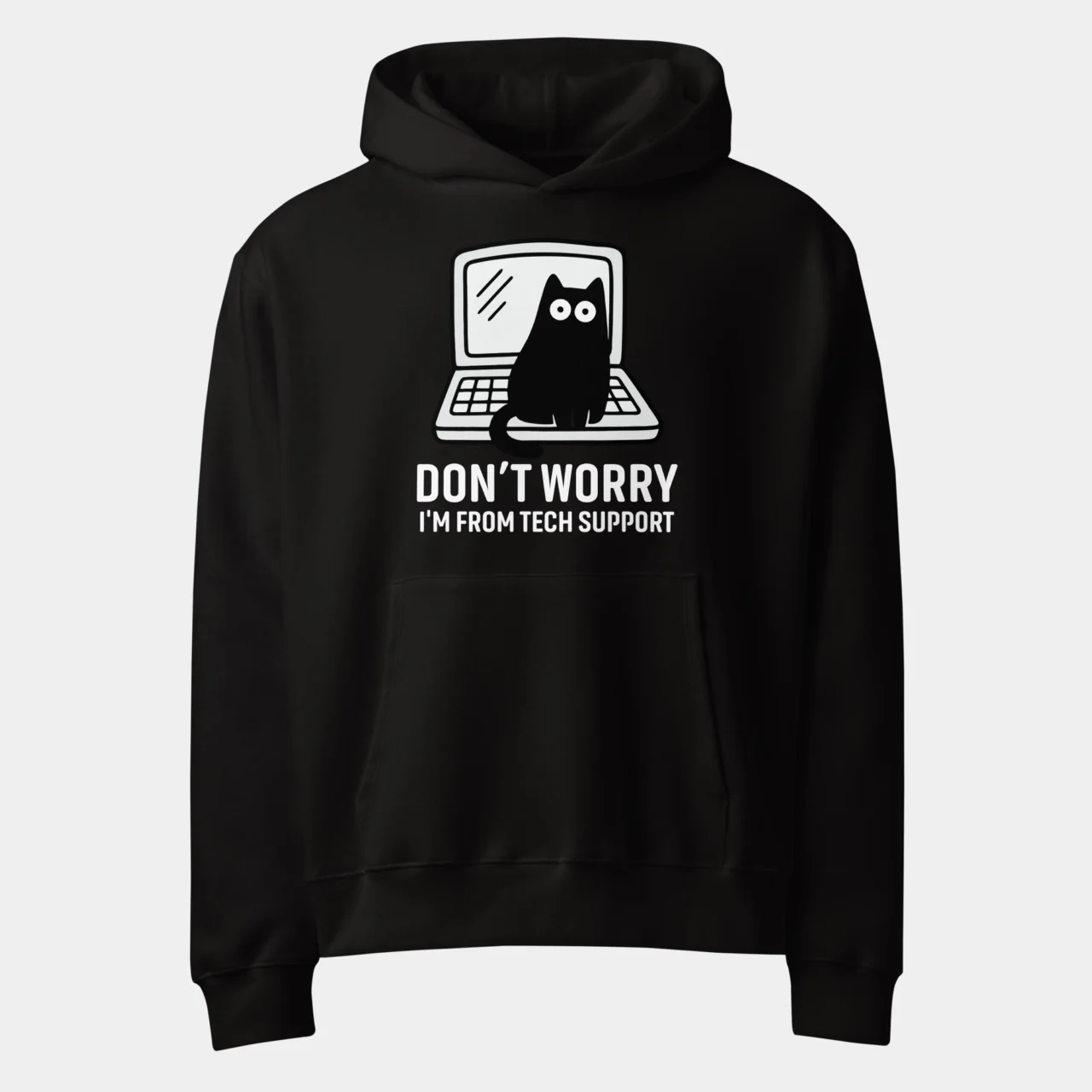 Don't Worry I'm From Tech Support Cat Oversized Hoodie - Funny Tech Humor IT Helpdesk Pullover