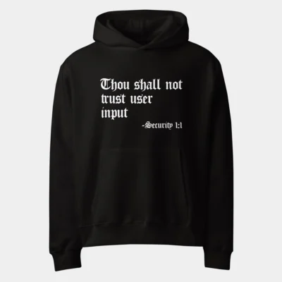 Thou Shall Not Trust User Input Oversized Hoodie - Funny Cybersecurity Programmer Pullover - Security 1:1 Tech Humor Gift