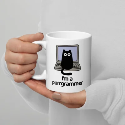 I Am A Purrgrammer Mug - Funny Cat Programmer Gift - Cat Lover Programming Student Gift - Computer Coder Pun Nerd Meme