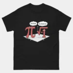 Black funny Pi Get Real Be Rational Imaginary Number Tee - math t-shirt showing cartoon Pi symbol thinking Get Real toward the square root of negative one who thinks Be Rational back at Pi, both standing on a coordinate grid, clever complex numbers math pun graphic tee for mathematicians