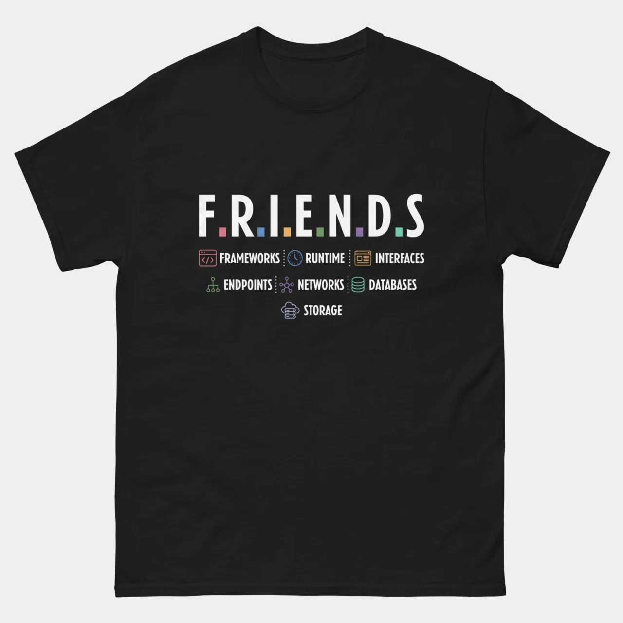 F.R.I.E.N.D.S Developer Parody Funny Tee - Funny Programmer T-Shirt in Black