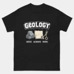 Geology Rock Always Wins Funny Pun Shirt - Rock Paper Scissors Pun T-Shirt in Black