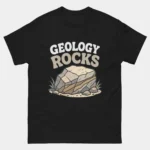 Geology Rocks Funny Earth Science T-Shirt with Layered Rock Illustration in Black