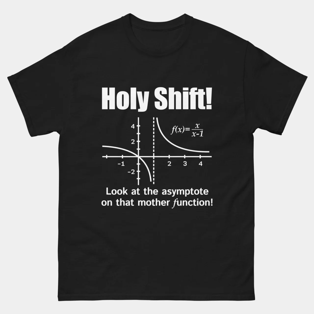 Holy Shift Funny Calculus Asymptote Shirt - Function Calculus Pun T-Shirt in Black