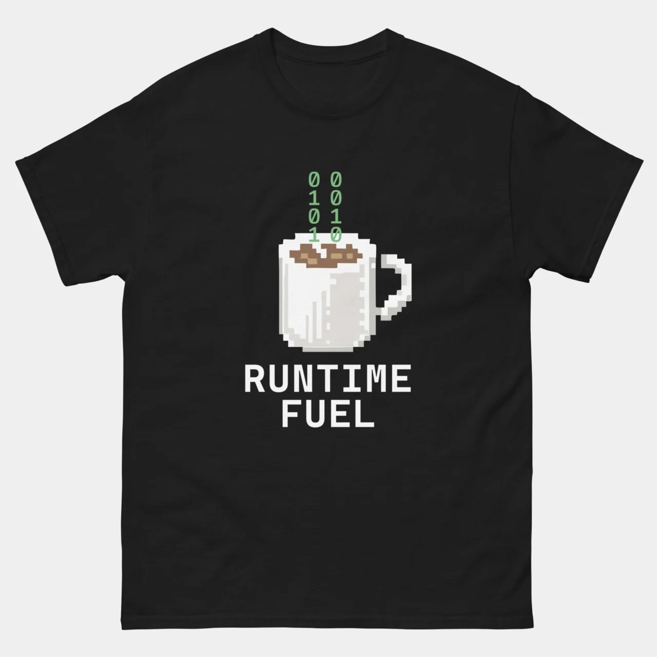 Runtime Fuel Pixel Coffee Programmer Tee in Black