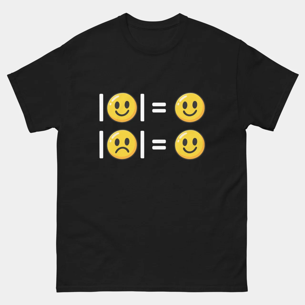 Emoji Absolute Value Funny Math Tee - Funny Sad To Happy Formula Pun Tee in Black